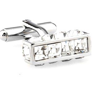 NEW! Clear Long Cube Crystal Cufflinks